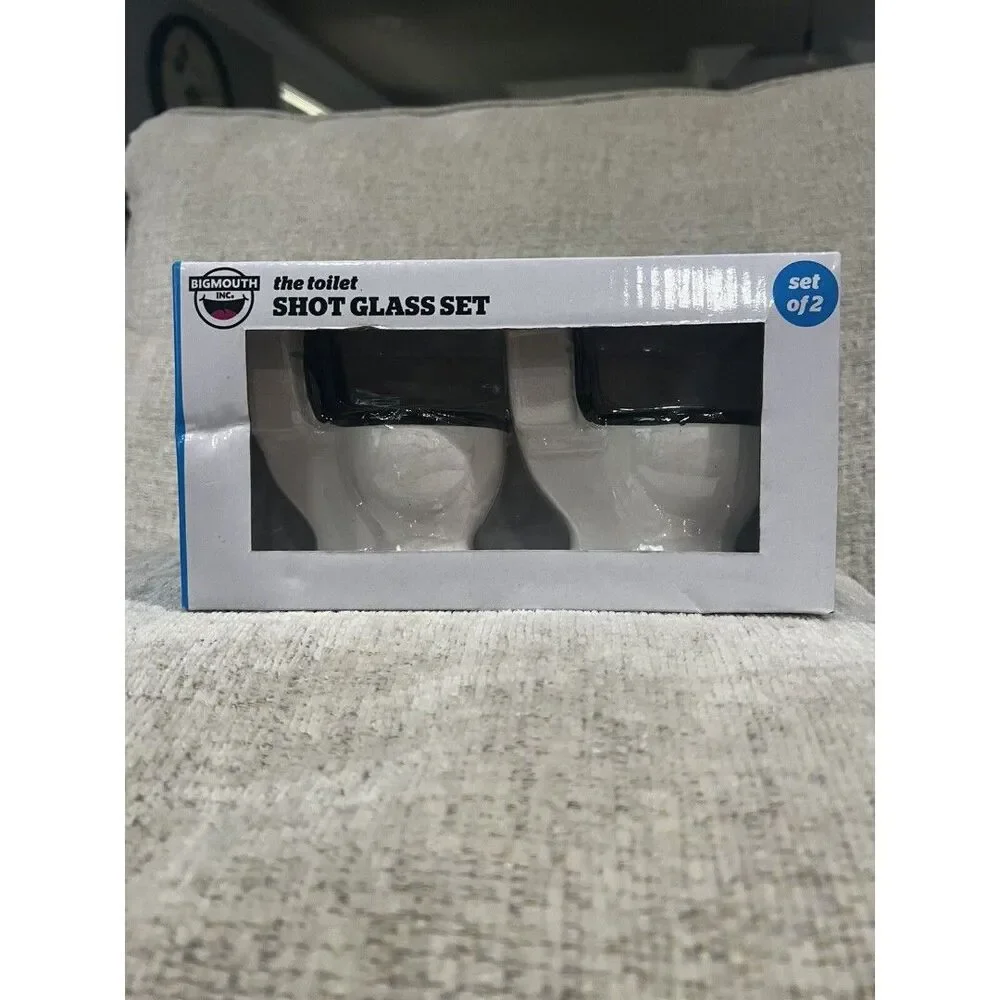BIGMOUTH The Toilet Shot Glass Set of 2- 1.5 oz- Mini Ceramic Potty New In Box